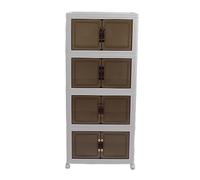 Gucagle Caja de Almacenamiento apilable Plegable Puerta Doble magnética Rueda con Cerradura Esquina Redondeada Organizador de Gran Capacidad para Dormitorio Cocina Hogar PP Hips TPR (4 Capas)