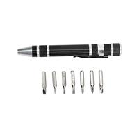 Gucagle Destornillador de bolsillo Mini destornillador de mano 8 en 1 Tipo magnético Multiusos para tornillos finos Aleación de aluminio Kit de herramientas de joyería compacto y liviano (Negra)