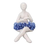 Gucagle Estatua de Bailarina, Figura de Bailarina de Ballet, Hermoso Estado de ánimo Relajado, Delicado Vestido Azul de cerámica, Obra de Arte para decoración de Mesa del hogar