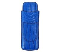 Gucagle Estuche para Puros, Humidor portátil Vintage de Cuero para Hombres, Regalo de cumpleaños, Capacidad para 2 Puros, Material Suave Resistente al Desgaste y Duradero (Azul)