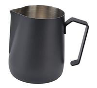 Gucagle Jarra para espumar leche, taza espumadora profesional de acero inoxidable espesado de 450ml con boquilla puntiaguda para máquina de café, uso de barista (Negra)