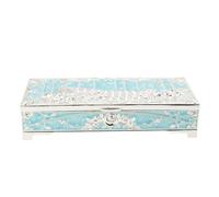 Gucagle Joyero de Metal Vintage con patrón de Pavo Real, Caja organizadora Rectangular de Almacenamiento de baratijas, Cofre del Tesoro de aleación de Zinc Duradero con Interior de