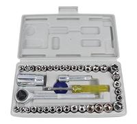 Gucagle Juego de llaves de tubo Micro combinación de acero al carbono Herramientas de reparación de automóviles para el hogar 34 piezas de enchufes con llave Barra de extensión de cabezal