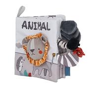 Gucagle Libros de Tela para bebés Libro de Tela de Animales de Aprendizaje temprano Educativo 3D Suave masticable para bebés pequeños Mayores de 4 Meses Gris Blanco 15.5x16.6cm (León)