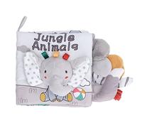 Gucagle Libros de Tela para bebés Libro de Tela de Animales de Aprendizaje temprano Educativo 3D Suave masticable para bebés pequeños Mayores de 4 Meses Gris Blanco 15.5x16.6cm (Elefante)