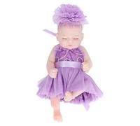 Gucagle - Muñeca de silicona recién nacida de 10 pulgadas, juguete suave y realista con un bonito vestido para niños y padres (niña blanca de 10 pulgadas, con ojos cerrados (púrpura)