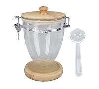 Gucagle Recipiente hermético para granos de café con tarro transparente para almacenamiento de alimentos y tapa de roble para encimera de cocina, almacenamiento de café, té, azúcar, (Medio)