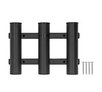 Gucagle Soporte para caña de pescar ABS 3 tubos Soporte para caña de pescar Accesorios de pesca para agua dulce Agua de mar Kayak Yate Material premium Durable Práctico Fácil instalación (Negra)