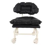 Gucagle Taburete de polea rodante Silla giratoria Universal de Baja Altura con Ruedas de 360 Grados para el hogar, salón, Oficina, Taller, Cuero de PU Negro, 21.65x15.75x13.39in