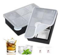 Gucass 2 Piezas Cubiteras para Hielo Tapa, Cubitera Silicona Grande Cuadrado 5cm 6 Compartiments Sans BPA, con Embudo Cubiteras Para Hielo Silicona para Whisky Cócteles Jus, Chocolat Bonbon Cola