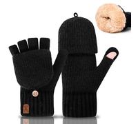 Gucass Guantes sin dedos con gorra, guantes de invierno para mujer y hombre, guantes de medio dedo con lana de alpaca, guantes de invierno para pantalla táctil, para correr, ciclismo, conducción