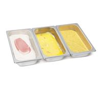 Gucass Juego de 3 cuencos para empanar GN 1/3 de acero inoxidable, bandeja rectangular de metal, 32,5 x 17,5 x 6,5 cm, ideal para chuletas, carne, pescado
