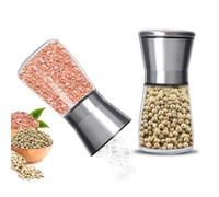 Gucass Set de Molinillos de Sal y Pimienta Ajustables, 2 Piezas Molinillo Manual de Acero Inoxidable con Molino de Cerámica con Grosor Ajustable, 180 ml, Ideal para Especias, Chiles