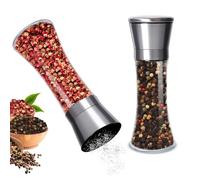 Gucass Set de Molinillos de Sal y Pimienta Ajustables, 2 Piezas Molinillo Manual de Acero Inoxidable con Molino de Cerámica con Grosor Ajustable, 200 ml, Ideal para Especias, Chiles
