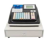 gucdaqc Caja Registradora Electrónica con Cajón, 48 Llaves, Pos Cash Venta Al por Menor, Digital LED Pantalla Doble, Versión Inglesa, Negra+Blanca