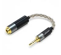 GUCraftsman Cable Adaptador de Auriculares portátil de 3,5 mm Macho a Hembra equilibrado de 4,4 mm, Cable Adaptador de Auriculares 6N de Cristal único Plateado para Reproductores de Audio con Puertos