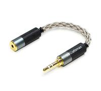 GUCraftsman Cable adaptador de auriculares portátil estéreo macho de 3,5 mm a hembra equilibrada de 2,5 mm 6 N de cristal único plateado, cable de conversión para reproductores de audio con puertos