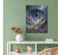 GUCSMN Carteles e Impresiones Imágenes Lienzo de Ojos Montañas Carreteras, Azul Pintura Paisaje Surrealista Arte de Paredcoración Sala Estar Oficina y Baño - 70x100cm (Sin Marco)