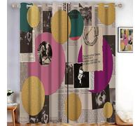 GUCSMN Cortina Opaca Vistoso con Ojales, Collage Retro Fragmentos De Recortes Estampada para Sala de Estar Dormitorio Cocina Decoración (2 Paneles), Cortinas Térmicas Interiores