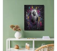 GUCSMN Fútbol Con Grafitis Sin Marco Cuadros Decoracion, Decoración Deportiva 50x70cm Pasillo Salon Grandes Cartel de Lienzo Pintura, Gris oscuro Cuadro Dormitorios Modernos