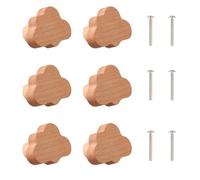 Gudalea Pomos de Madera para Gabinete, 6 Pomos de Madera en Forma de Nube, Pomo Decorativos para Aparador, Pomo para Muebles con Tornillos para Gabinete de Cocina Dormitorio Cajones Puertas (A)