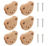 Gudalea Pomos de Madera para Gabinete, 6 Pomos de Madera en Forma de Nube, Pomo Decorativos para Aparador, Pomo para Muebles con Tornillos para Gabinete de Cocina Dormitorio Cajones Puertas (B)