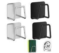 Gudemoore 4 soportes para esponjas para fregadero, soporte de esponja de acero inoxidable, soporte de esponja para cocina, soporte autoadhesivo para esponja, accesorios de cocina para el