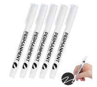 Gudemoore 5 Piezas Rotulador Permanente Blanco, Rotulador Blanco Punta Fina, Impermeable y de Secado Rápido, Ancho de Trazo 1.0 mm, Para Piedra, Madera, Vidrio, Cerámica, Lona, neumáticos