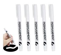 Gudemoore 5Pcs Rotulador Blanco Punta Fina, Rotulador Permanente Blanco, Ancho de Trazo 1.0 mm, Impermeable y de Secado Rápido, Para Piedra, Madera, Vidrio, Cerámica, Lona, neumáticos
