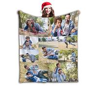 Gudina Manta Personalizada con Texto de Fotos. con 1-9 collages de Fotos Mantas de Franela para cumpleaños Familiar Regalo de Boda Se Adapta a sofá Sofá Dormitorio Sala de estar-80cmX120cm