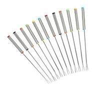 GuDoQi Tenedores para Fondue de Acero Inoxidable, Juego de 12, Palos para Asar Malvavisco, Mango Resistente Al Calor, Tenedores para Queso, Frutas, Chocolate, Asados (24 cm)