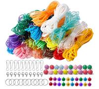GUDOTRA 200 Piezas Scoubidou Hilo Plastico 20 Colores x 100cm Pulsera Scooby Doo con Llavero Ganchos Cuentas Pompones Alambre para Hacer Pulseras Collares para Llaveros para Bricolaje y Manualidades