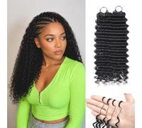 GUDOZO Invisible Seamless Crochet Human Hair for Women 20 Pulgadas 1B # Deep Wave Human Braiding hair 50 g 40 unidades de cabello boho para trenzar invisibles sin nudos mojados rizos ondulados