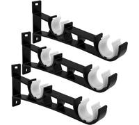 Gudui - Soportes para barra de cortina (negro, 3 agujeros dobles)