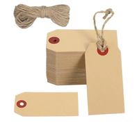 Guduling 150 etiquetas de papel de estraza para regalo, etiquetas de papel kraft con cuerda, etiquetas de papel para precios de materias primas, manualidades y envoltorios de regalo