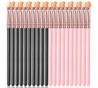 Guduling 20 aplicadores de sombra de ojos, aplicadores de sombra de ojos, esponja con mango rosa y negro, reutilizables