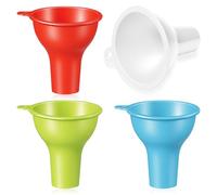 Guduling 4 embudos de silicona, 7,62 × 2,54 cm, de boca grande, embudo de cocina, juego de cocina, mermelada, aceite, líquidos, polvo (rojo, blanco, verde, azul)