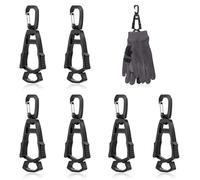 guduling 6 clips para guantes, giratorios para guantes, mosquetón, 360°, para guantes, antipérdida, para guantes, sombreros, toallas, color negro
