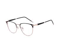 GUDVUE Gafas de luz azul, lectura de computadora/juegos/televisión/teléfonos para mujeres/hombres, anti deslumbramiento/UV400/tensión ocular, marco de metal ovalado, oro rosa