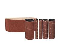 Güde 38365 K150 - Juego de accesorios de lija (6 piezas, apto para lijadora de banda de husillo Güde 38353, GSBSM 450), color rojo