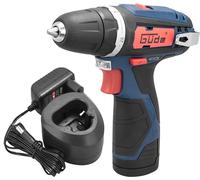 Güde 58601 BS 12-131-04K - Taladro atornillador con batería (12 V, 20+1 niveles de torsión, 6 brocas HSS, 6 puntas CR-V, 1 soporte de puntas)