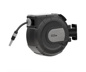 Güde Carrete de manguera automático 20-2-2 1/2 (para montaje en pared, giratorio 180°, manguera de 20 m, pulverización de agua, soporte de pared, sistema de extracción automática, cierre de