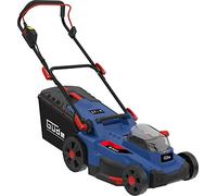 Güde Cortacésped con batería RM 36-402-30.37 (36 V (2 x 18 V) sin escobillas, corte de 370 mm, altura de corte de 6 niveles, saco de recolección de hierba de 35 l, cuña para mantillo, incluye 2