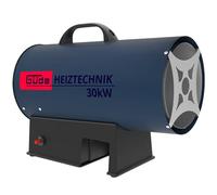 Güde GH 18-0 - Calentador de gas con batería (30 kW, quemador de acero inoxidable, encendido piezoeléctrico, reductor de presión, sin batería ni cargador), color azul [clase energética A]