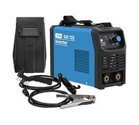 Güde GIS 122 - Soldadora inversora (230 V, 16,7 W de potencia de ralentí, 3,6 kVA máx. potencia de red, rango de regulación de 10-120 A, incluye soporte para electrodos, abrazadera de tierra, martillo