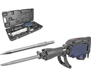 Güde Martillo cincelador MH 1600 (1600 W, energía de impacto 50 J, 30 mm, portaherramientas hexagonales, cincel plano y puntiagudo de 400 mm, carcasa de metal, función de funcionamiento continuo