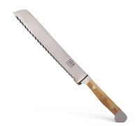 Güde Solingen - Cuchillo de pan forjado para zurdos, 21 cm, madera de olivo, ALPHA-OLIVE - doble virola, Hecho a mano en Alemania