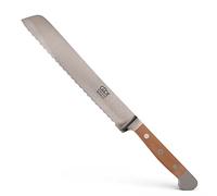 GÜDE Solingen - Cuchillo de pan para zurdos forjado, 21 cm, madera de peral, ALPHA-BIRNE - doble virola, Hecho a mano en Alemania