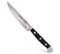 Güde Solingen - Cuchillo para carne forjado liso, 12 cm, POM negro, ALPHA - doble virola, Hecho a mano en Alemania