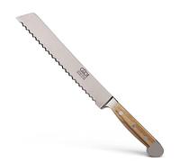 GÜDE Solingen - Cuchillo para pan forjado para zurdos y diestros, 21 cm, madera de olivo, ALPHA-OLIVE - doble virola, Hecho a mano en Alemania